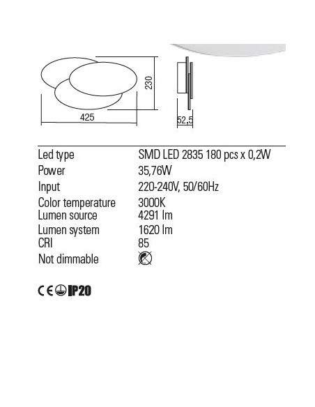 Redo Group Gamer applique ovale a led in alluminio